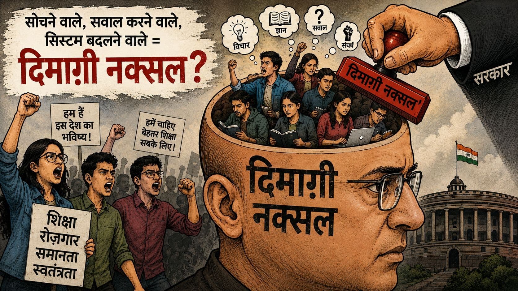 ‘दिमाग़ी नक्सल’ के शोर में असली सवाल गुम क्यों? शिक्षा सुधार की जगह बदनामी की राजनीति क्यों ‘दिमाग़ी नक्सल’ के शोर में असली सवाल गुम क्यों? शिक्षा सुधार की जगह बदनामी की राजनीति क्यों